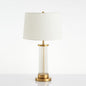 Modern Minimalist Round Cylinder Metal Glass Fabric 1-Light Table Lamp For Bedroom