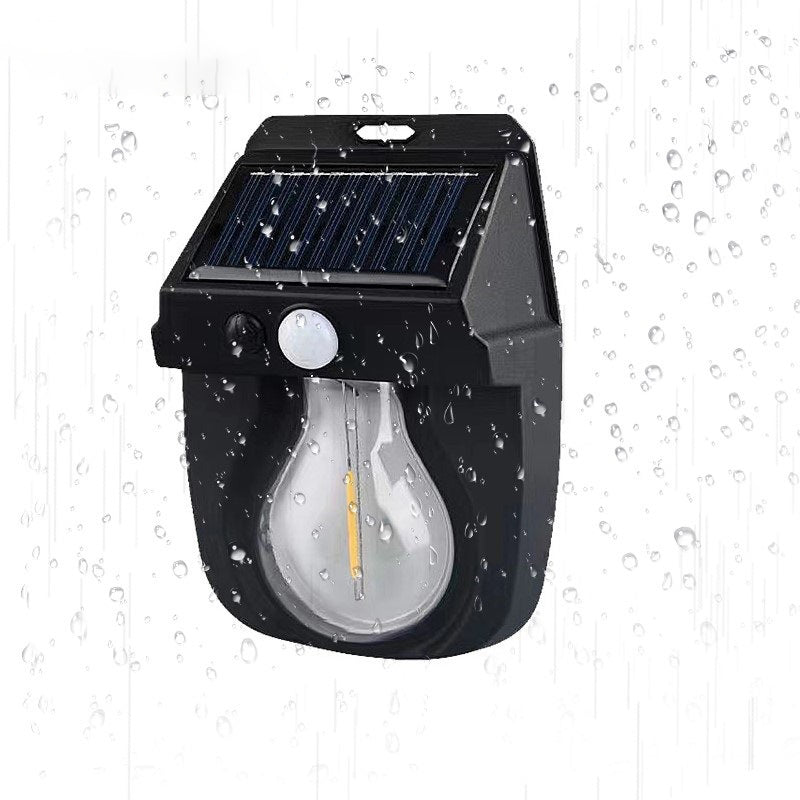 Contemporary Industrial Solar Waterproof Human Sensor LED Wall Sconce Lamp For Outdoor Patio