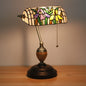 European Tiffany Flower Glass 1-Light Banker Table Lamp