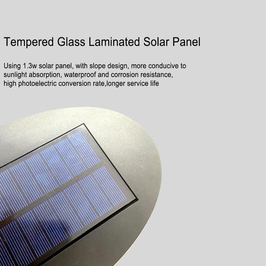 Modern Round Tempered Glass Waterproof Solar LED Outdoor Garden Wall Sconce Lamp