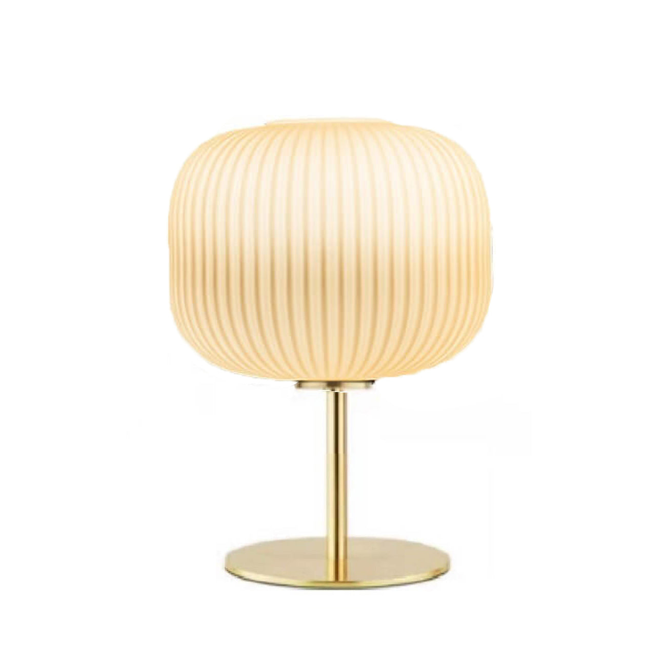 Nordic Light Luxury Milk White Stripes Glass Oval 1-Light Table Lamp