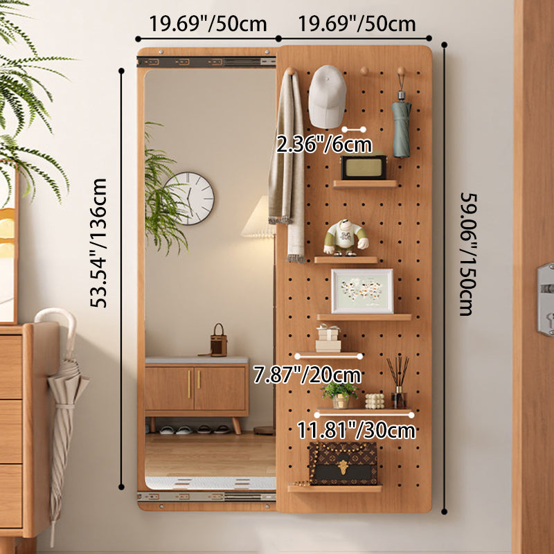 Wall Mirror with Sliding Pegboard Storage & Hooks