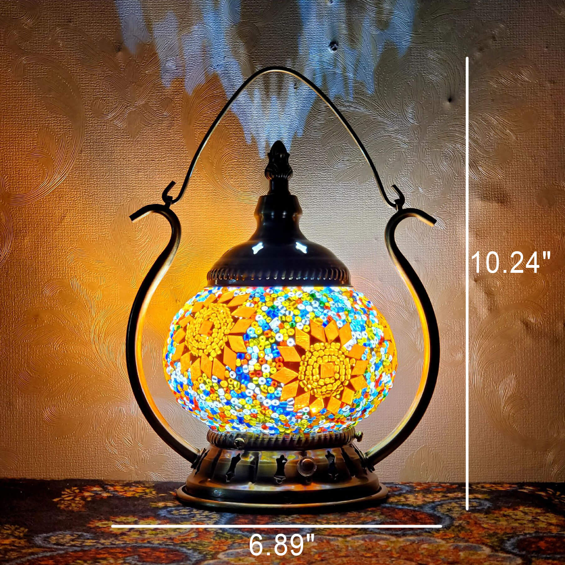Moroccan Stained Glass Round Pot USB Rechargeable LED Portable Table Lamp