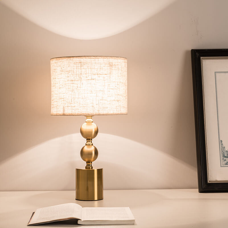 Modern Luxury Fabric Metal Ball Base 1-Light Table Lamp