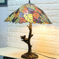 Vintage Tiffany Leaf Stained Glass 2-Light Table Lamp