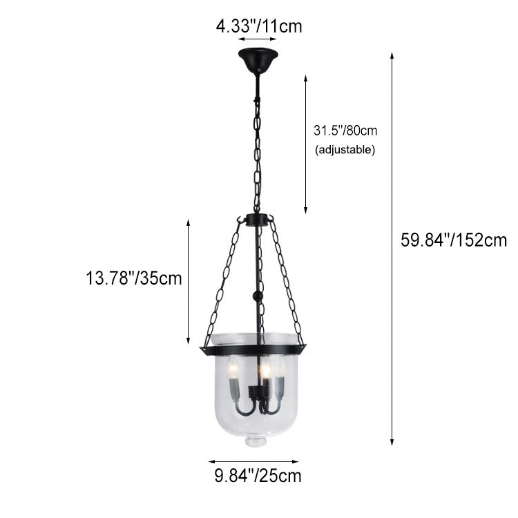Rustic Glass & Iron 3-Light Chandelier