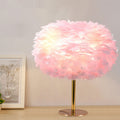 Nordic Goose Feather Round Iron Base 1-Light Table Lamp