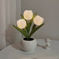 Tulip Simulation Bouquet Ceramic Flower Pot LED Night Light Table Lamp