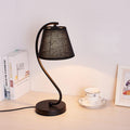 Nordic Cylinder Fabric Shade Curved 1-Light Table Lamp