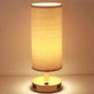 Modern Wood Grain Fabric Shade 1-Light Table Lamp