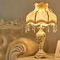 European Retro Light Luxury Carving Resin Fabric Alloy 1-Light Table Lamp