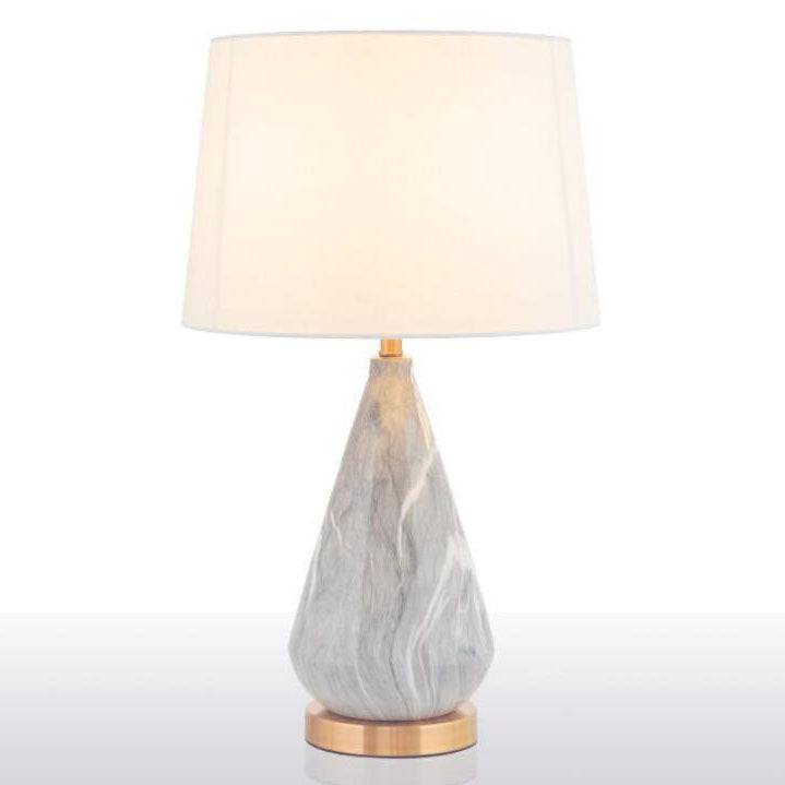 Nordic Minimalist Tapered Ceramics Marble Fabric 1-Light Table Lamp