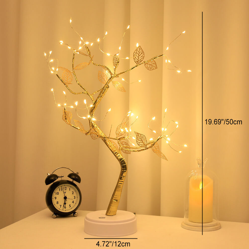 Simulation Gold Leaf Tree LED Tree Decoration Table Lamp