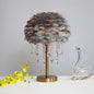 Nordic Creative Feather Round Crystal Tassel 1-Light Table Lamp