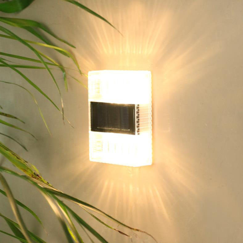 Modern Solar Powered Up And Down Illuminated Outdoor LED Wall Sconce Lamp