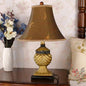 Traditional European Orb Stripe Carved Base Resin Fabric 1-Light Table Lamp For Bedroom