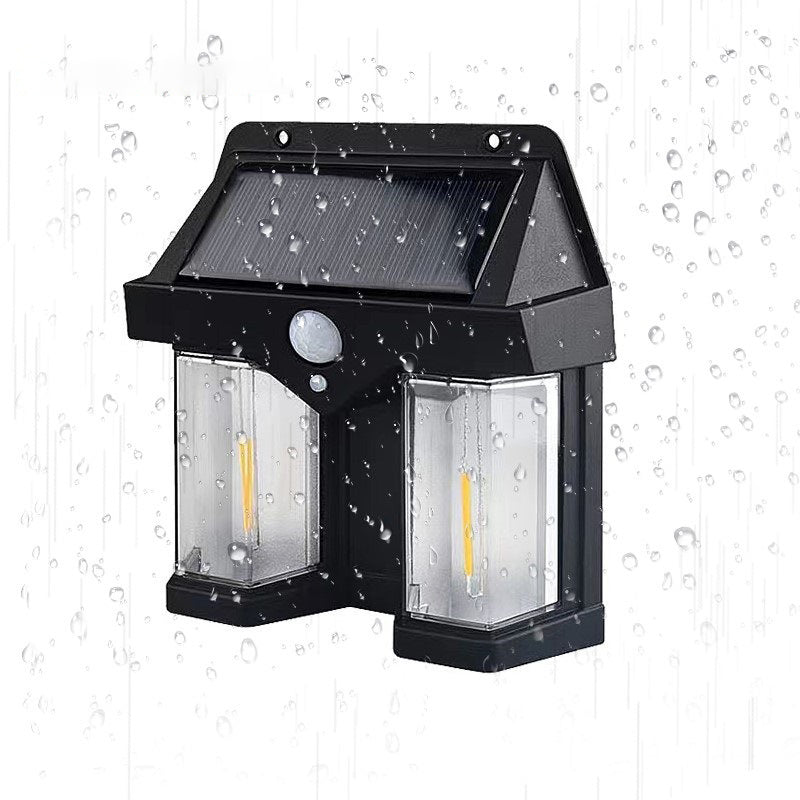 Contemporary Industrial Solar Waterproof Human Sensor LED Wall Sconce Lamp For Outdoor Patio