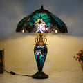 European Light Luxury Vintage Tiffany Glass Resin 2-Light Table Lamp