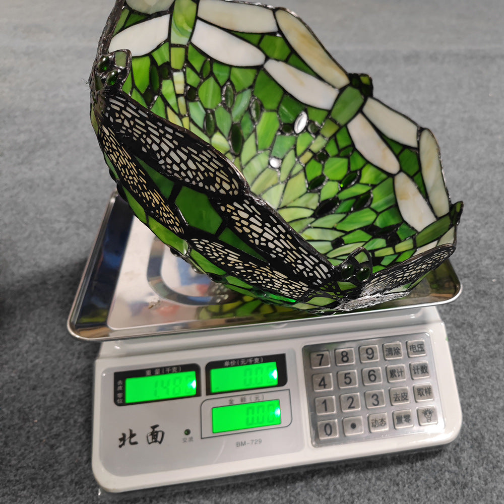 Traditional Tiffany Dragonfly Stained Glass Alloy Base 1-Light Table Lamp For Home Office