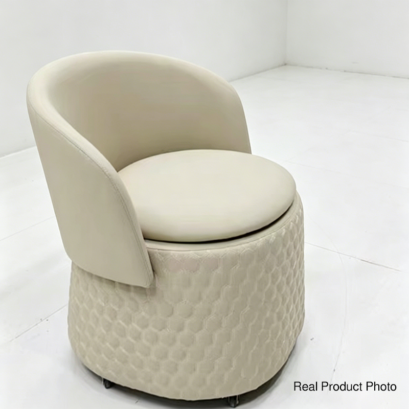 Arc Vanity Stool with Backrest & Storage