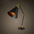 Traditional Rustic Iron Glass Conic Bell 1-Light Table Lamp For Study