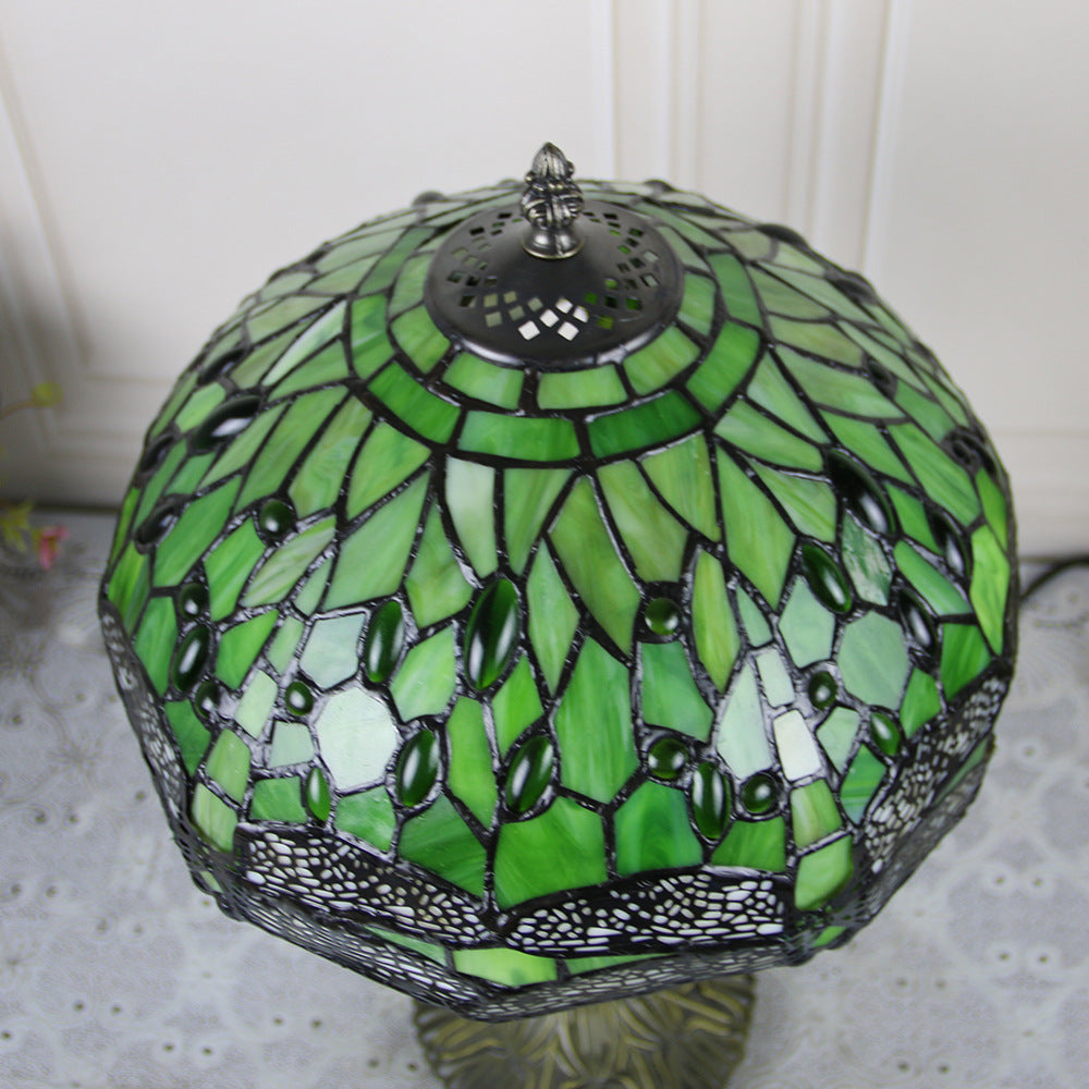 Traditional Tiffany Dragonfly Stained Glass Alloy Base 1-Light Table Lamp For Home Office