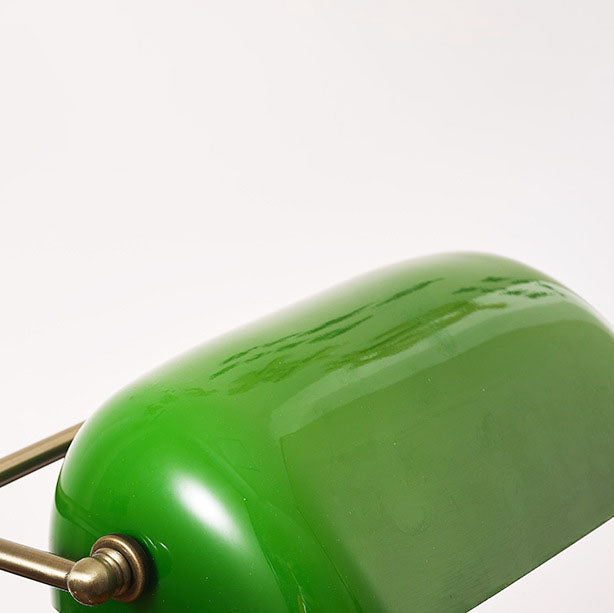 Vintage Wood & Glass Bank Table Lamp