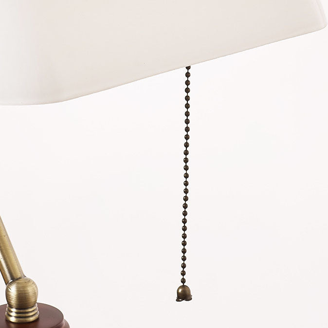 Vintage Wood & Glass Bank Table Lamp