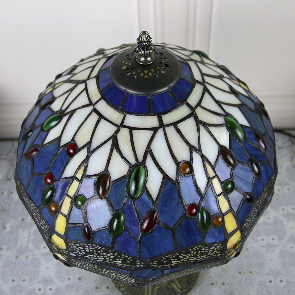 Traditional Tiffany Dragonfly Stained Glass Alloy Base 1-Light Table Lamp For Home Office