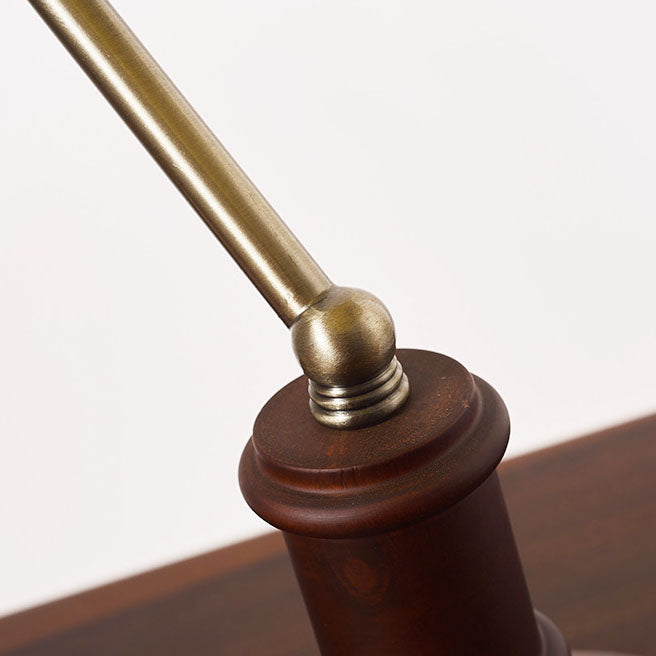 Vintage Wood & Glass Bank Table Lamp