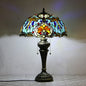 European Vintage Tiffany Dragonfly Peacock Glass Resin 1-Light Table Lamp