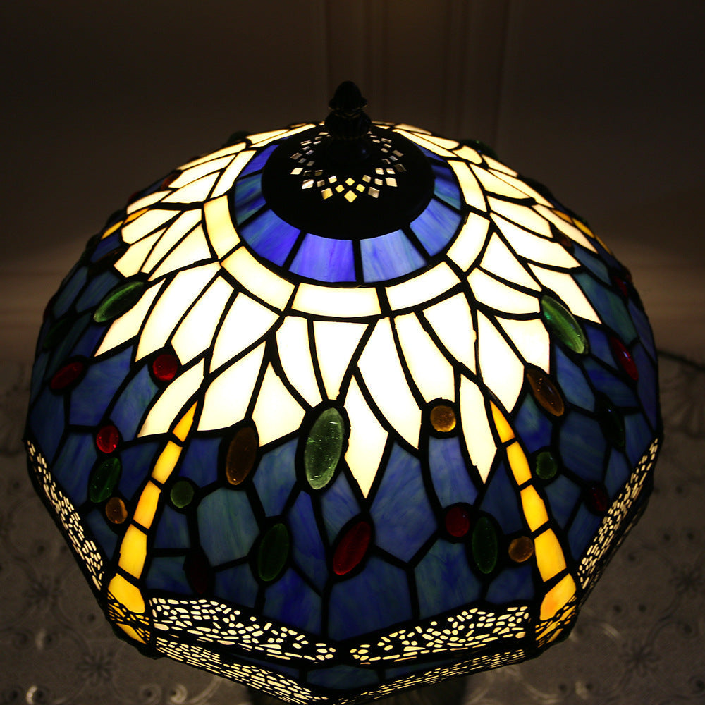 Traditional Tiffany Dragonfly Stained Glass Alloy Base 1-Light Table Lamp For Home Office