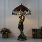 Traditional Tiffany Resin Glass Dome Grape Cow Diamond Pretty Woman Base 2-Light Table Lamp For Bedside