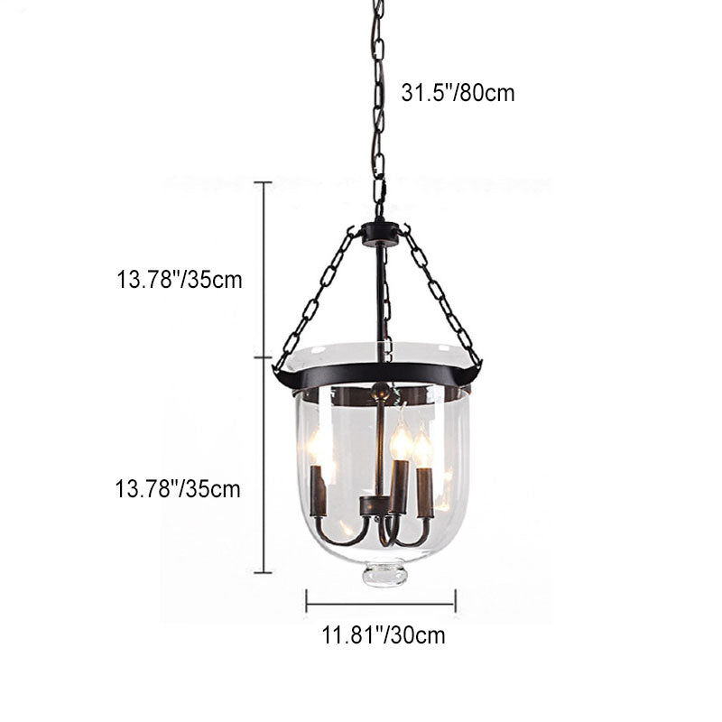 Rustic Glass & Iron 3-Light Chandelier