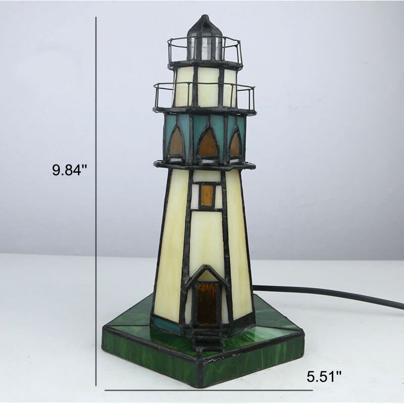 Tiffany Creative Tower Light Stained Glass 1-Light Table Lamp