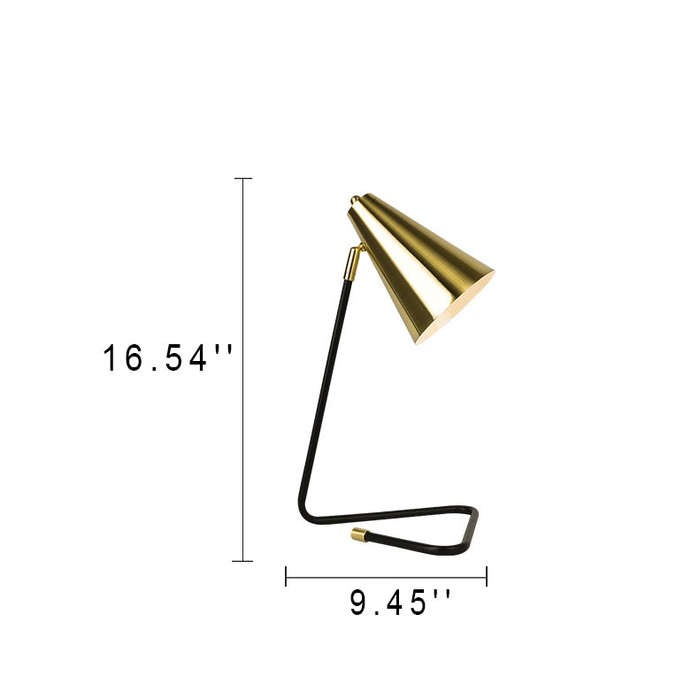 Simple Iron Bell Shade Triangle 1-Light Table Lamp