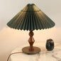 Vintage Dark Green Pleated Solid Wood Base 1-Light Table Lamp