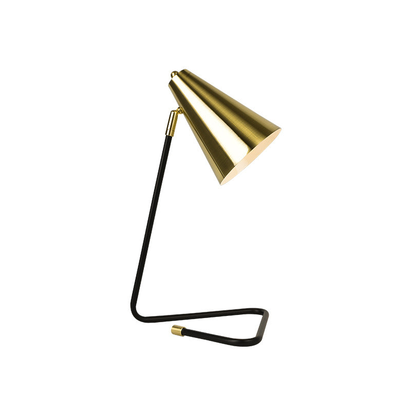 Simple Iron Bell Shade Triangle 1-Light Table Lamp