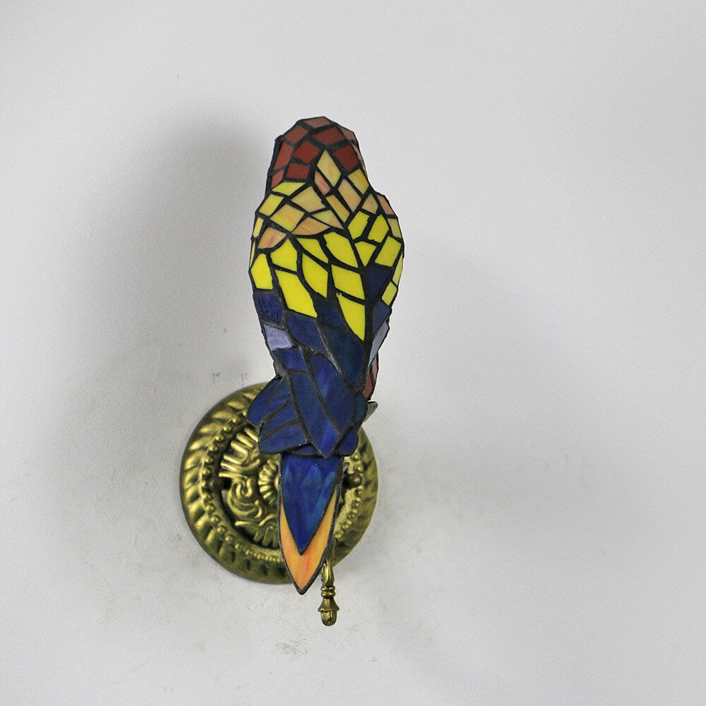 Tiffany Parrot Stained Glass Wall Sconce