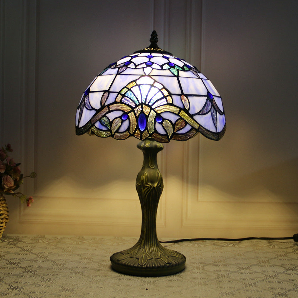 Traditional Tiffany Dragonfly Stained Glass Alloy Base 1-Light Table Lamp For Home Office