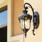 Traditional European Cylinder Lantern Aluminum Glass 1-Light Outdoor Wall Sconce Lamp For Outdoor Patio