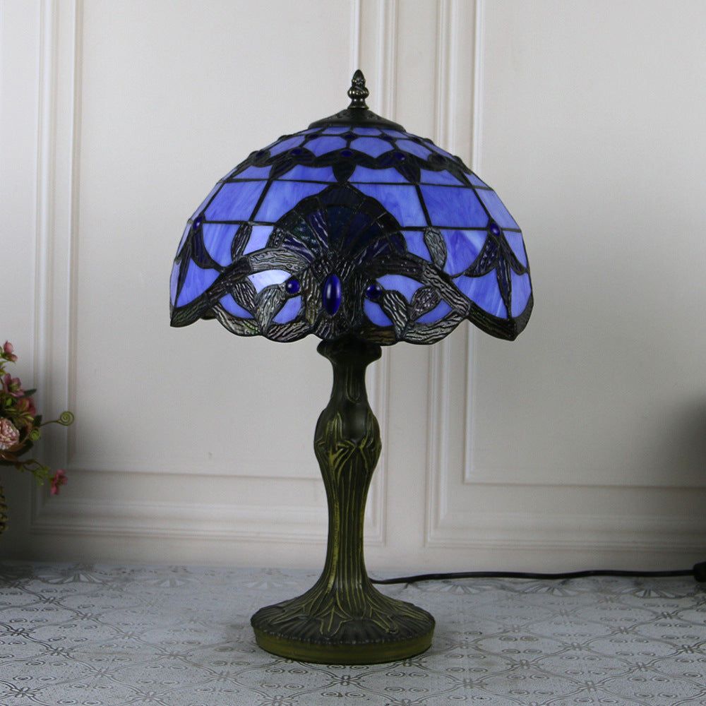 Traditional Tiffany Dragonfly Stained Glass Alloy Base 1-Light Table Lamp For Home Office