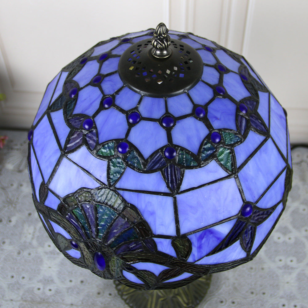 Traditional Tiffany Dragonfly Stained Glass Alloy Base 1-Light Table Lamp For Home Office