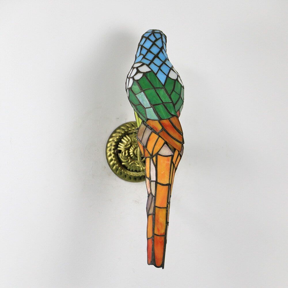 Tiffany Parrot Stained Glass Wall Sconce