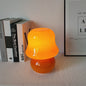 French Cream Handmade Glass Mushroom 1-Light Table Lamp