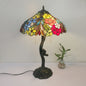 Traditional Tiffany Flower Stained Glass Resin Base 2-Light Table Lamp For Living Room