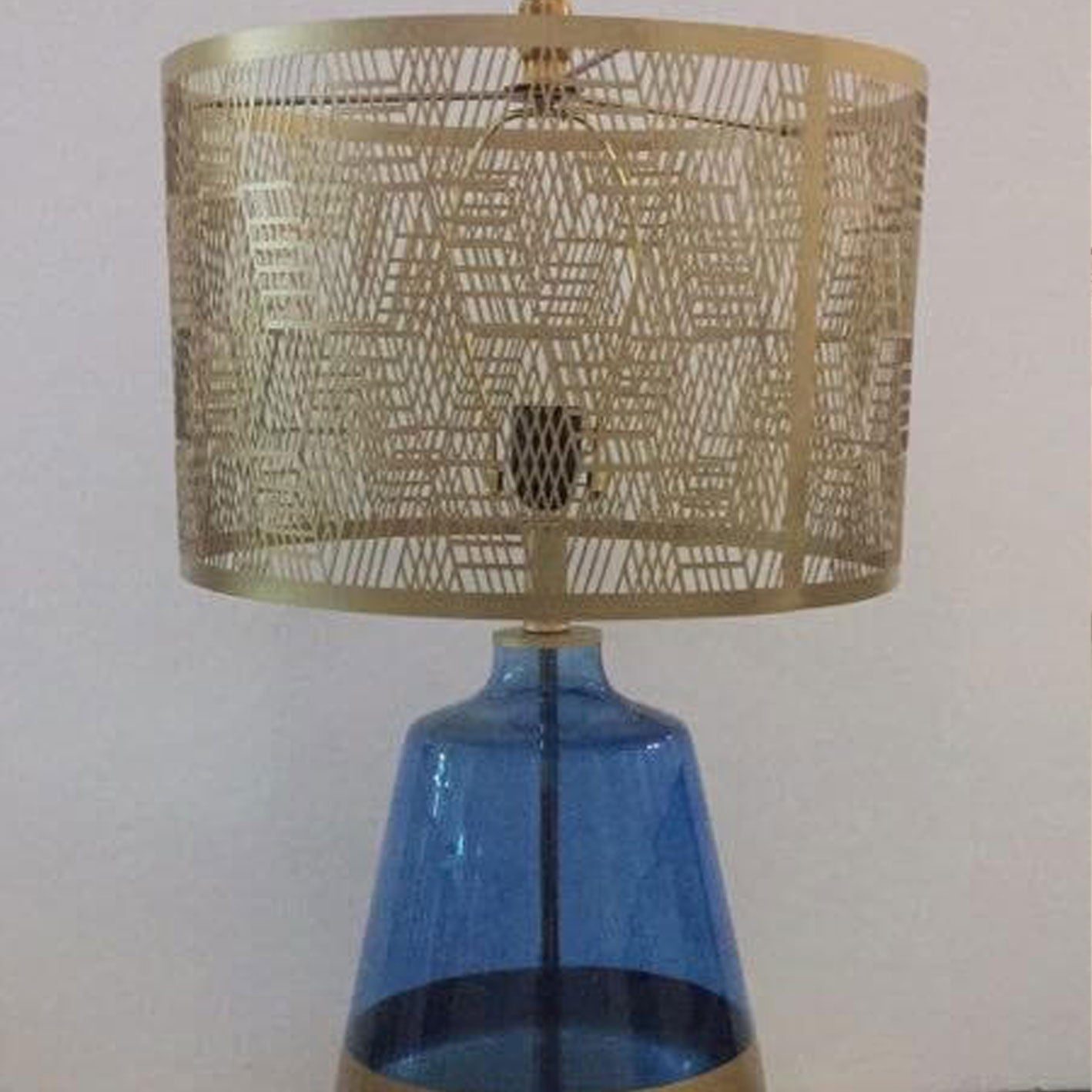 Creative Blue Transparent Lamp Body Hollow Pattern Lampshade Design 1-Light Table Lamp