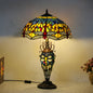 European Tiffany Stained Glass Hexagonal Dome Pull Cord 2-Light Table Lamp