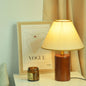 Vintage Pleated Cone Fabric Wooden Column 1-Light Table Lamp