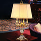 European Luxury Fabric Candle Holder with Crystal Base 4-Light Table Lamp